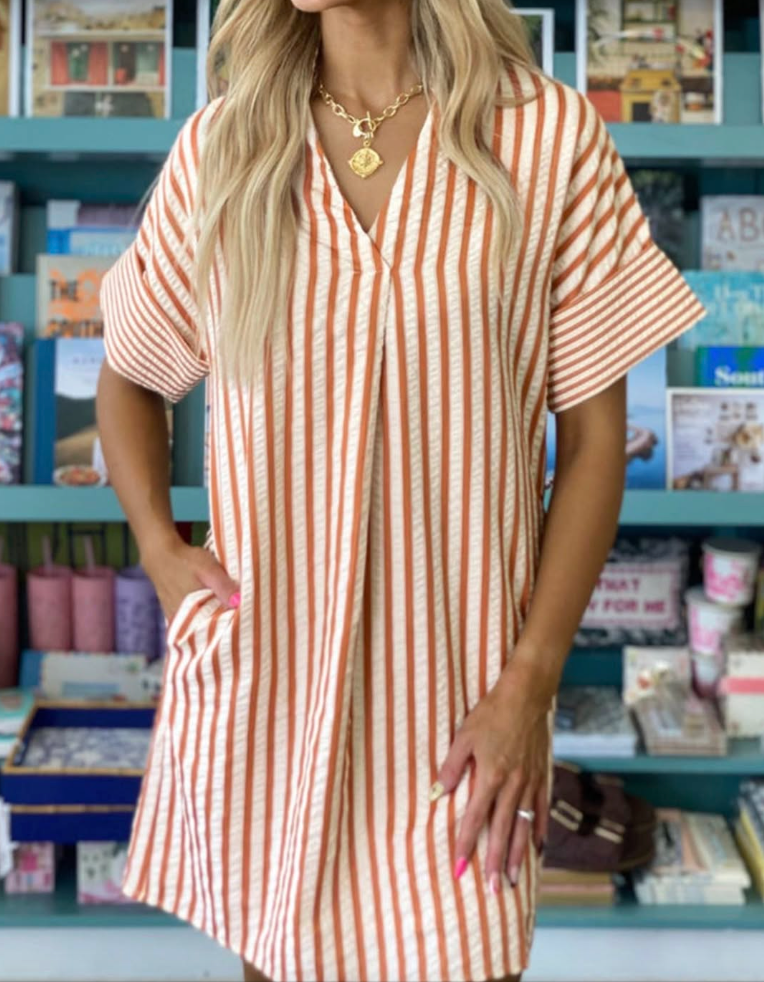 Brown Striped Dress